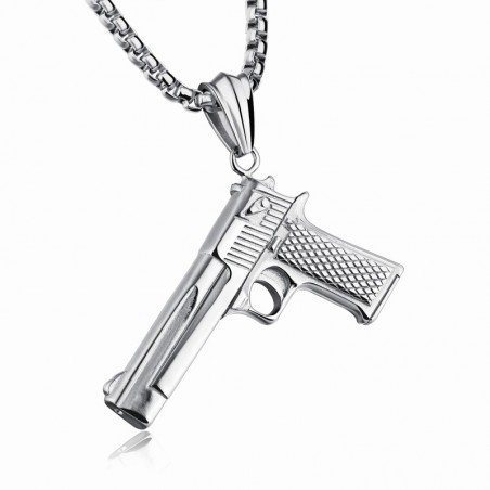 COLGANTE PISTOLA EN ACERO QUIRÚRGICO