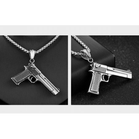 COLGANTE PISTOLA EN ACERO QUIRÚRGICO