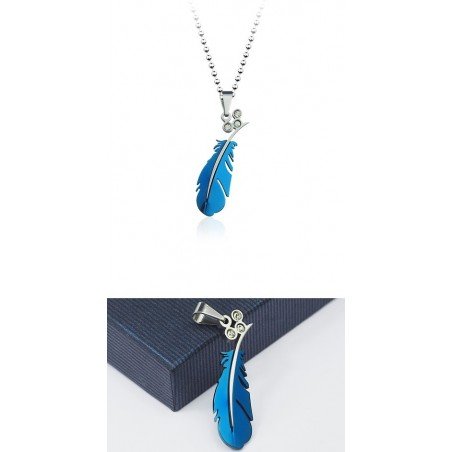 COLGANTE PLUMA TITANIO CON CIRCONITAS PARA HOMBRE