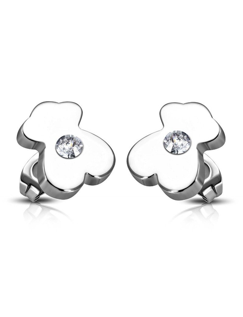 PENDIENTES OSITO CON CIRCONITA EN ACERO