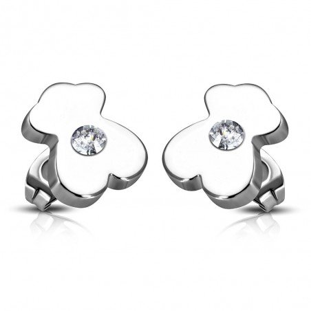 PENDIENTES OSITO CON CIRCONITA EN ACERO