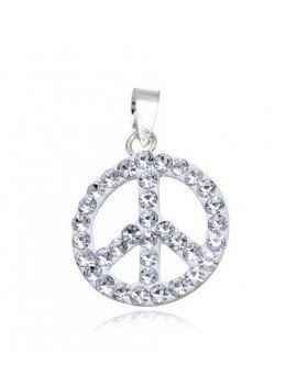 COLGANTE SíMBOLO DE LA PAZ CON CRISTAL EN PLATA DE LEY