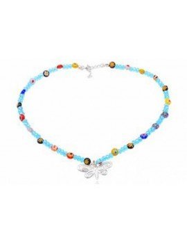 COLLAR MARIPOSA CON CRISTALES DE PLATA PARA NIÑAS