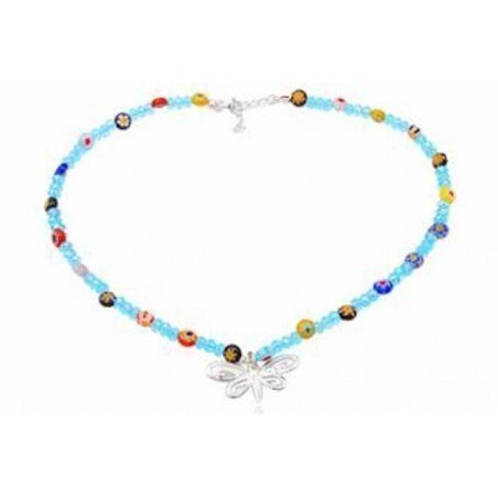 COLLAR MARIPOSA CON CRISTALES DE PLATA PARA NIÑAS