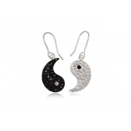 PENDIENTES YING Y YANG DE PLATA Y CRISTAL SWAROVSKI
