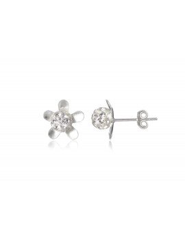 PENDIENTES FLOR DE PLATA Y CRISTAL SWAROVSKI