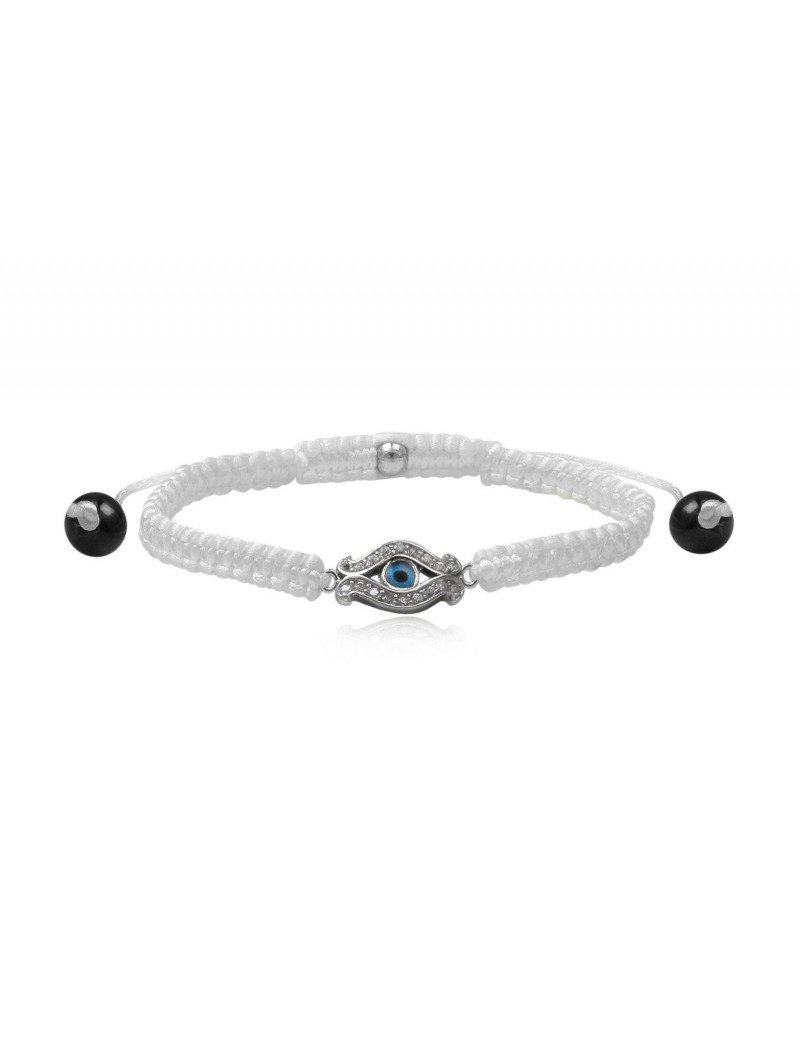 PULSERA OJO TURCO DE MACRAME Y PLATA
