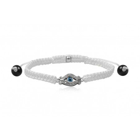 PULSERA OJO TURCO DE MACRAME Y PLATA