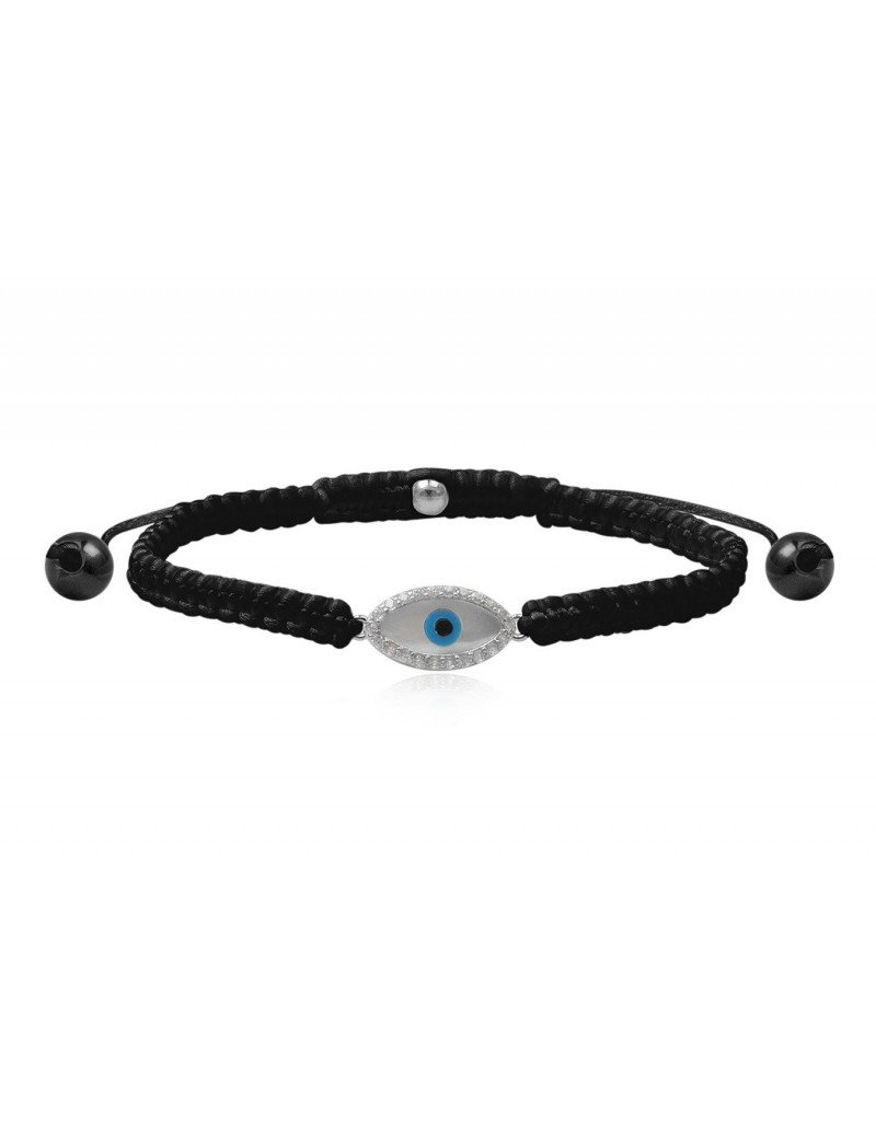 PULSERA OJO TURCO DE MACRAME Y PLATA