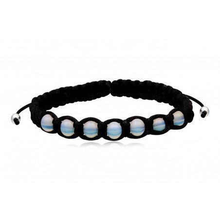 PULSERA MACRAME PIEDRA DE LUNA Y PLATA PARA HOMBRE