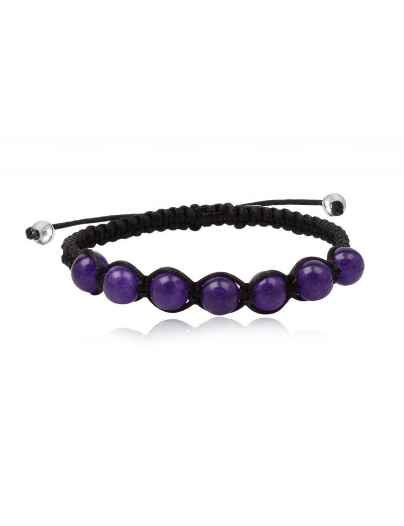 PULSERA MACRAME CON AMATISTA Y PLATA
