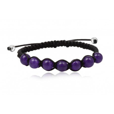 PULSERA MACRAME CON AMATISTA Y PLATA