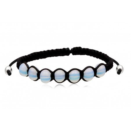 PULSERA MACRAME CON PIEDRA DE LUNA Y PLATA