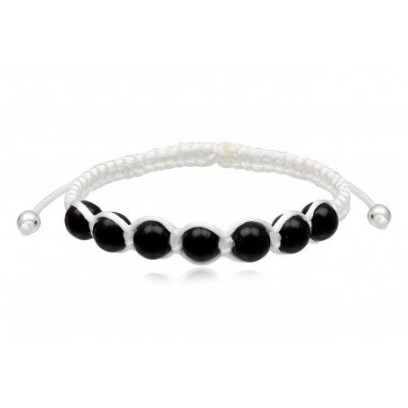PULSERA BOLA NEGRA DE MACRAME CON PLATA