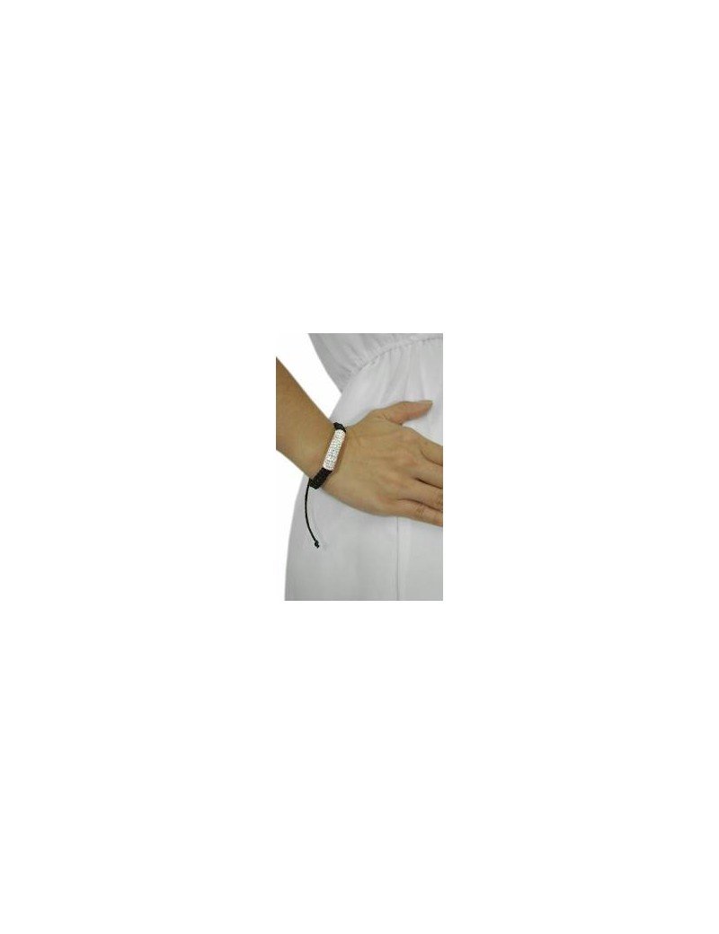 PULSERA MACRAME CON CRISTAL PRECIOSA Y PLATA