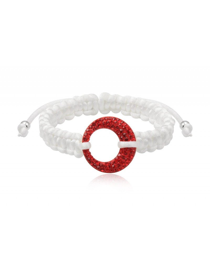 PULSERA ARO DE MACRAME DE PLATA CON CRISTAL...