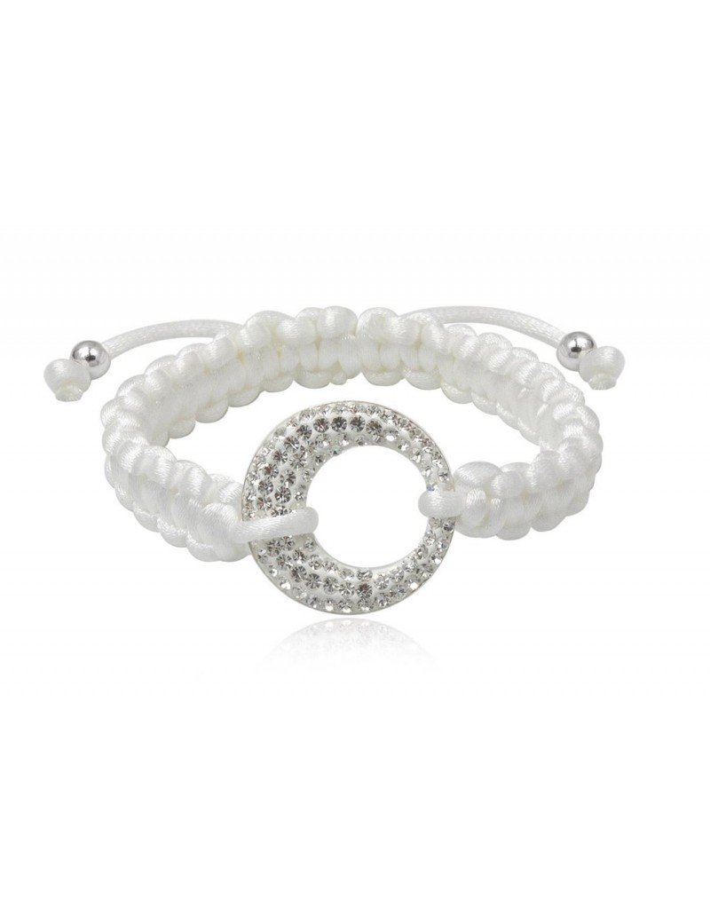 PULSERA ARO DE MACRAME DE PLATA CON CRISTAL...