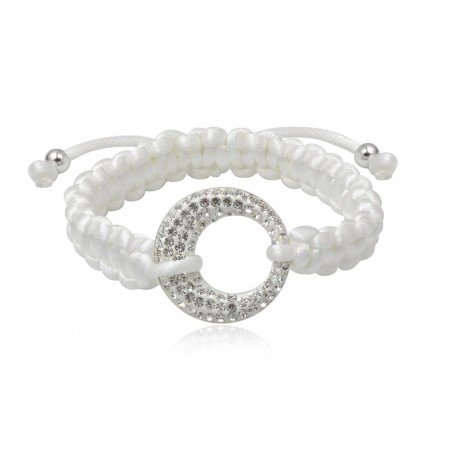 PULSERA ARO DE MACRAME DE PLATA CON CRISTAL PRECIOSA