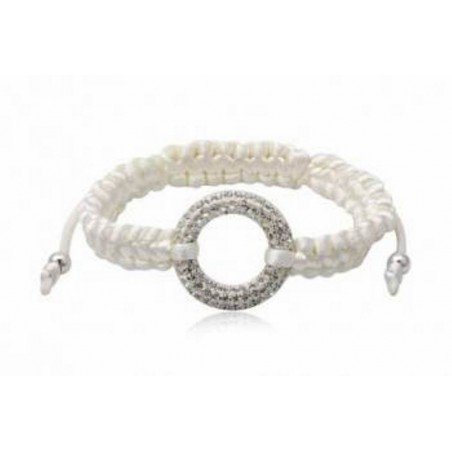 PULSERA ARO DE MACRAME CON CRISTAL PRECIOSA Y PLATA