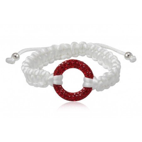 PULSERA ARO DE MACRAME CON CRISTAL PRECIOSA Y PLATA