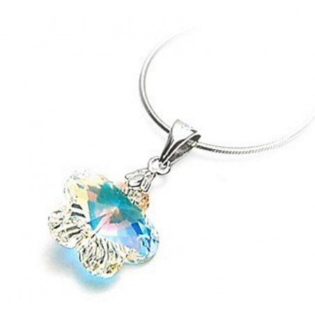 COLGANTE FLOR DE CRISTAL DE SWAROVSKI EN PLATA DE LEY VARIOS COLORES