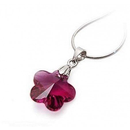 COLGANTE FLOR DE CRISTAL DE SWAROVSKI EN PLATA DE LEY VARIOS COLORES