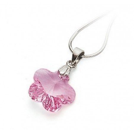 COLGANTE FLOR DE CRISTAL DE SWAROVSKI EN PLATA DE LEY VARIOS COLORES
