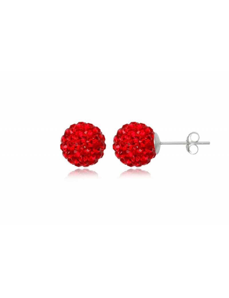 PENDIENTES BOLA DE PLATA Y CRISTAL SWAROVSKI 1cm