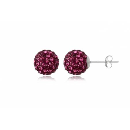 PENDIENTES BOLA DE PLATA Y CRISTAL SWAROVSKI 1cm