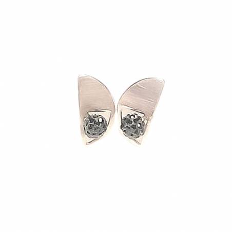 PENDIENTES ARTESANALES MEDIA LUNA DE PLATA Y SWAROVSKI NEGRO