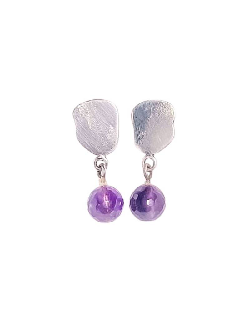 PENDIENTES DE PLATA DE LEY Y AMATISTA MODELO...