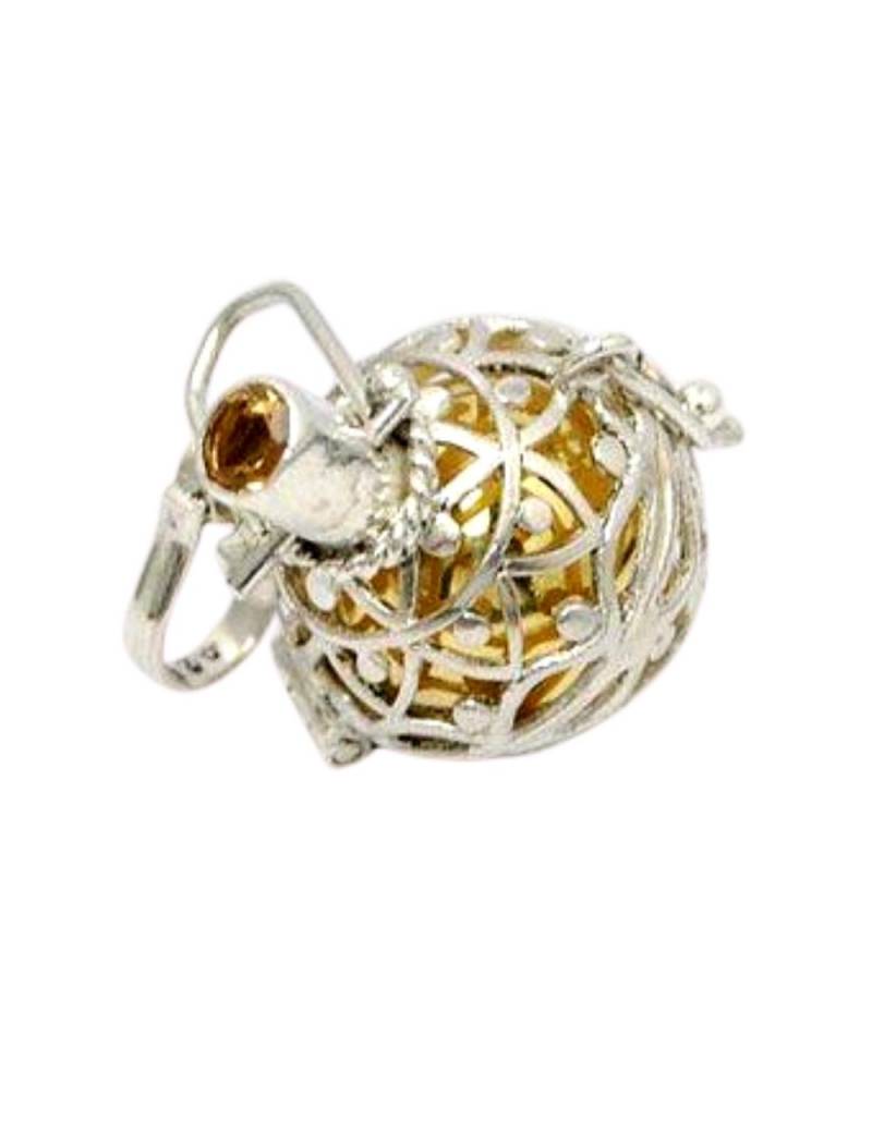 COLGANTE LLAMADOR DE ANGELES ETNICO 16 mm DE PLATA