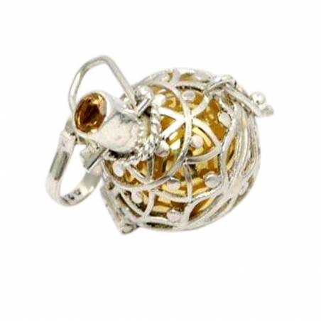 COLGANTE LLAMADOR DE ANGELES ETNICO 16 mm DE PLATA