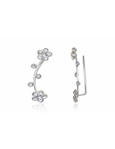 PENDIENTES TREPADORES DOBLE FLOR DE CRYSTAL...
