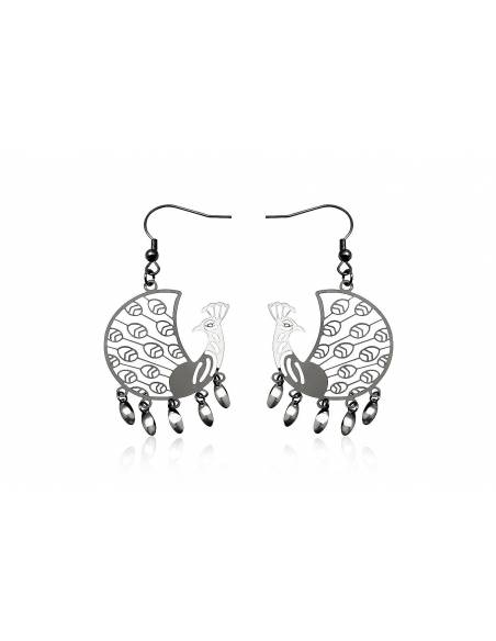 PENDIENTES PAVO REAL ESTILO BALI DE ACERO