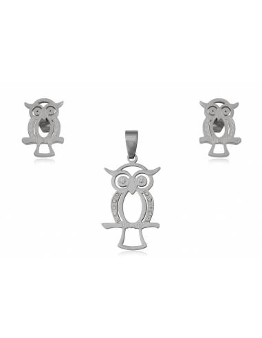 CONJUNTO BUHO DE ACERO PLATA