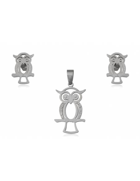 CONJUNTO BUHO DE ACERO PLATA