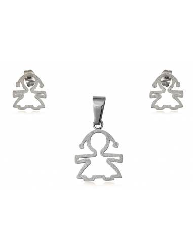 CONJUNTO NIÑAS DE ACERO COLOR PLATA