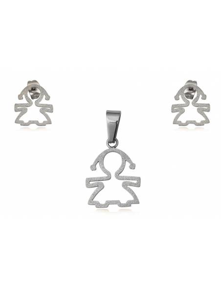 CONJUNTO NIÑAS DE ACERO COLOR PLATA