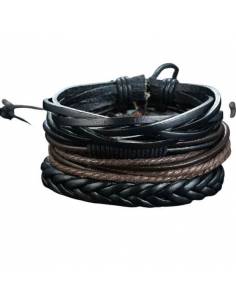 CONJUNTO DE PULSERAS DE CUERO NUDO PARA HOMBRE