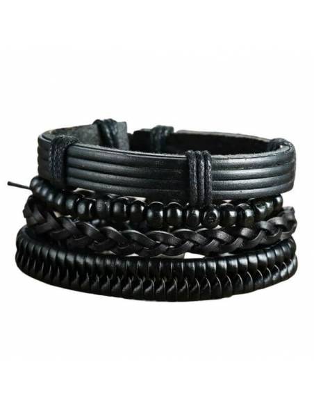 CONTUNTO DE PULSERAS DE CUERO CLÁSICA PARA HOMBRE