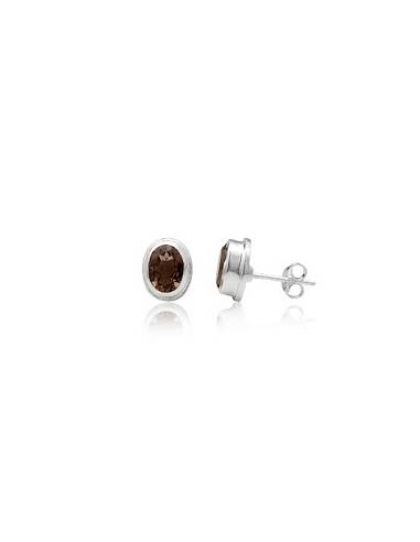 PENDIENTES DE PLATA CON PIEDRA CUARZO AHUMADO