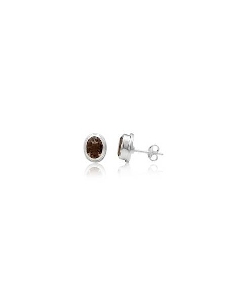 PENDIENTES DE PLATA CON PIEDRA CUARZO AHUMADO