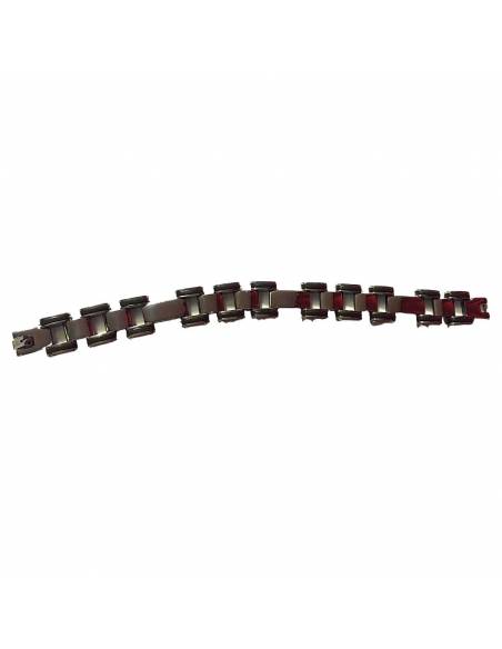 PULSERA DE ACERO Y CAUCHO MARRON PARA HOMBRE