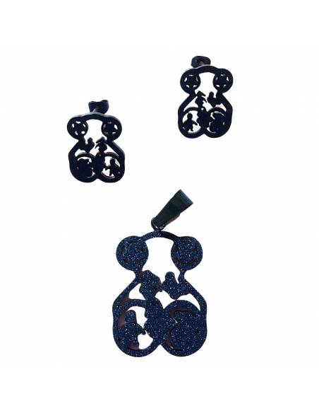 CONJUNTO OSITO DE ACERO QUIRURGICO AZUL PURPURINA