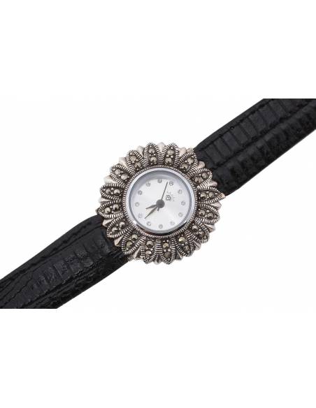 RELOJ DE PLATA CON MARCASITA PARA MUJER