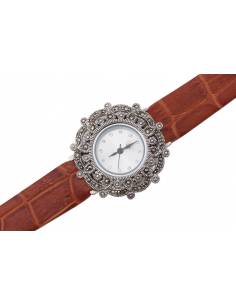 RELOJ DE MUJER CON MARCASITA Y PLATA