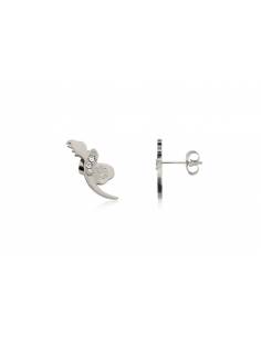 PENDIENTES GATO CON CIRCONITAS DE ACERO