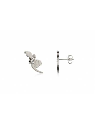 PENDIENTES GATO CON CIRCONITAS DE ACERO