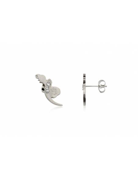 PENDIENTES GATO CON CIRCONITAS DE ACERO